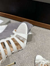 HIGH SANDAL 10 CM IN WHITE CALFSKIN