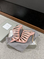HIGH SANDAL 10 CM IN LIGHT PINK CALFSKIN