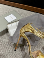HIGH HEEL 10 CM SANDAL IN GOLD CALFSKIN 684363
