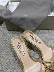 WHITNEY HIGH 6 CM MULE IN GOLD CROCODILE LEATHER