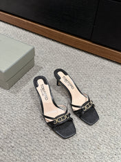 WHITNEY HIGH 6 CM MULE IN BLACK CROCODILE LEATHER