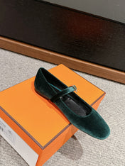 JANE BALLET FLAT CASTLETON GREEN VELVET