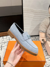 HM PARIS LOAFER IN BLUE SUEDE BLUE HARDWARE