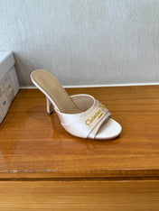 PEEP TOE SANDAL 25S HEELS 10CM IN PALE PINK BEIGE SATIN
