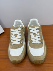 DIOR 26S SNEAKERS IN WHITE AND LIGHT BROWN SUEDE AND FABRIC