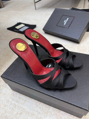 YSL 26S HEELED SANDALS 105 MM IN BLACK SATIN