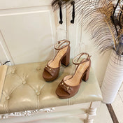 GG HORSEBIT PLATFORM SANDAL IN PENNY BROWN SHEEPSKIN