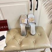 GUCCI 26S SLIDES IN SILVER CALFSKIN