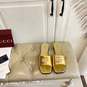 GUCCI 26S SLIDES IN GOLD CALFSKIN