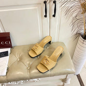 GUCCI 26S HIGH-HEELED SANDALS IN DARK BEIGE CALFSKIN WITH GOLD HARDWARE