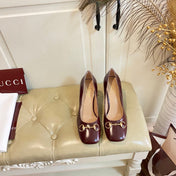 GUCCI 26S HORSEBIT MID-HEEL PUMPS 75 MM IN DARK RED CALFSKIN
