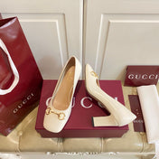 GUCCI 26S HORSEBIT MID-HEEL PUMPS 75 MM IN CREAM WHITE CALFSKIN