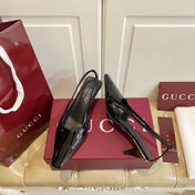 GUCCI 26S SLINGBACK 55 MM IN BLACK CALFSKIN