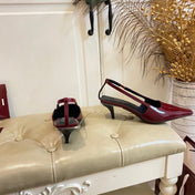 GUCCI 26S SLINGBACK 55 MM IN RED CALFSKIN