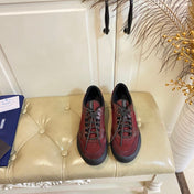 PRADA 26S LACE UP SNEAKERS CHUNKY SOLE IN RED TECH FABRIC AND MESH