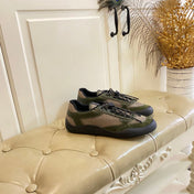 PRADA 26S LACE UP SNEAKERS CHUNKY SOLE IN OLIVE GREEN TECH FABRIC AND MESH