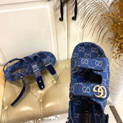 GUCCI 26S SANDALS IN BLUE JACQUARD FABRIC STYLE 2
