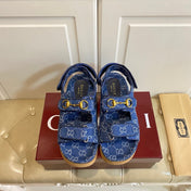 GUCCI 26S SANDALS IN BLUE JACQUARD FABRIC STYLE 1