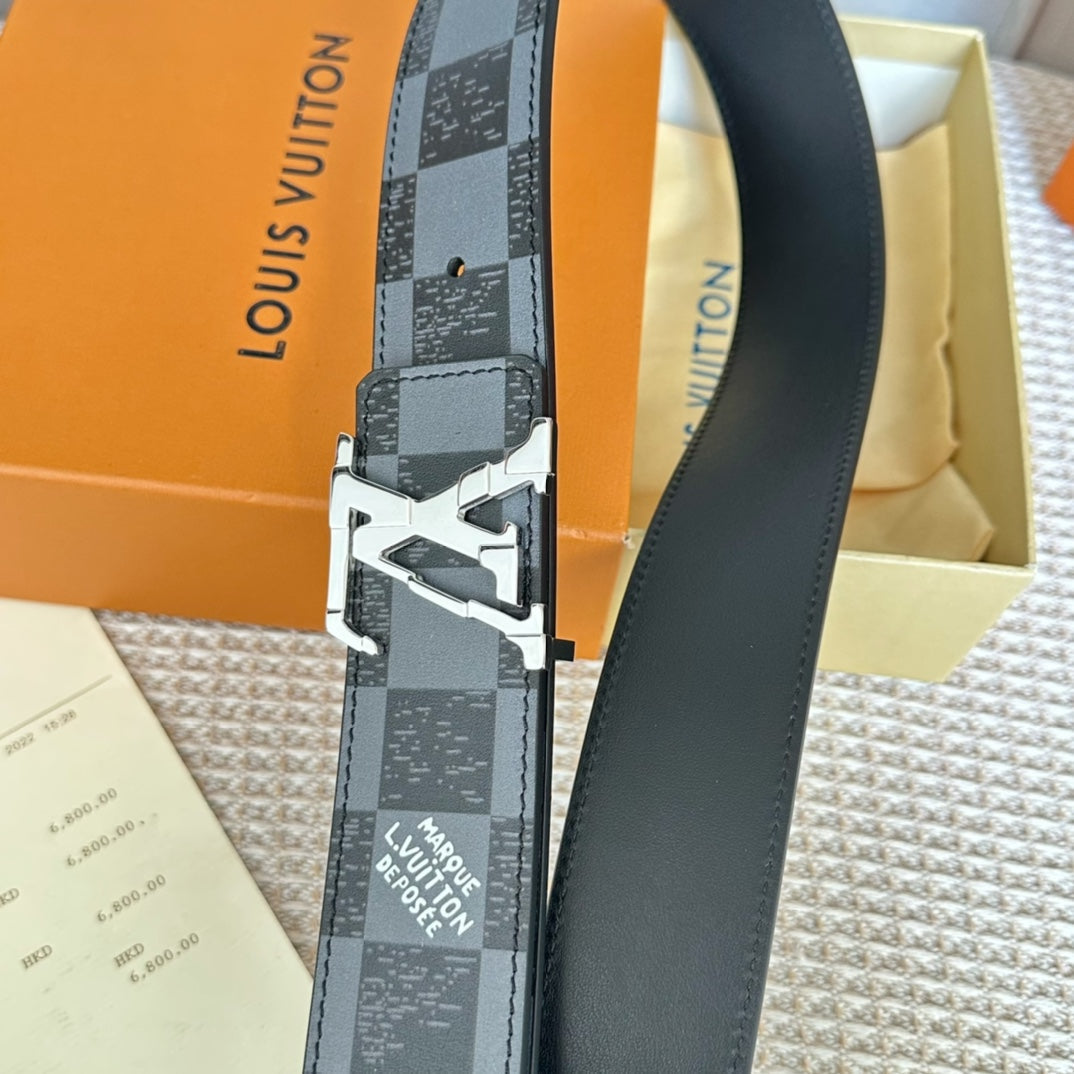 LV 25S BELT 40 MM IN BLACK MIX GREY CALFSKIN 593223