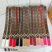 LV  MINI FLOWERGRAM 30MM REVERSIBLE BELT IN BLOOD RED CALFSKIN SILVER HARDWARE