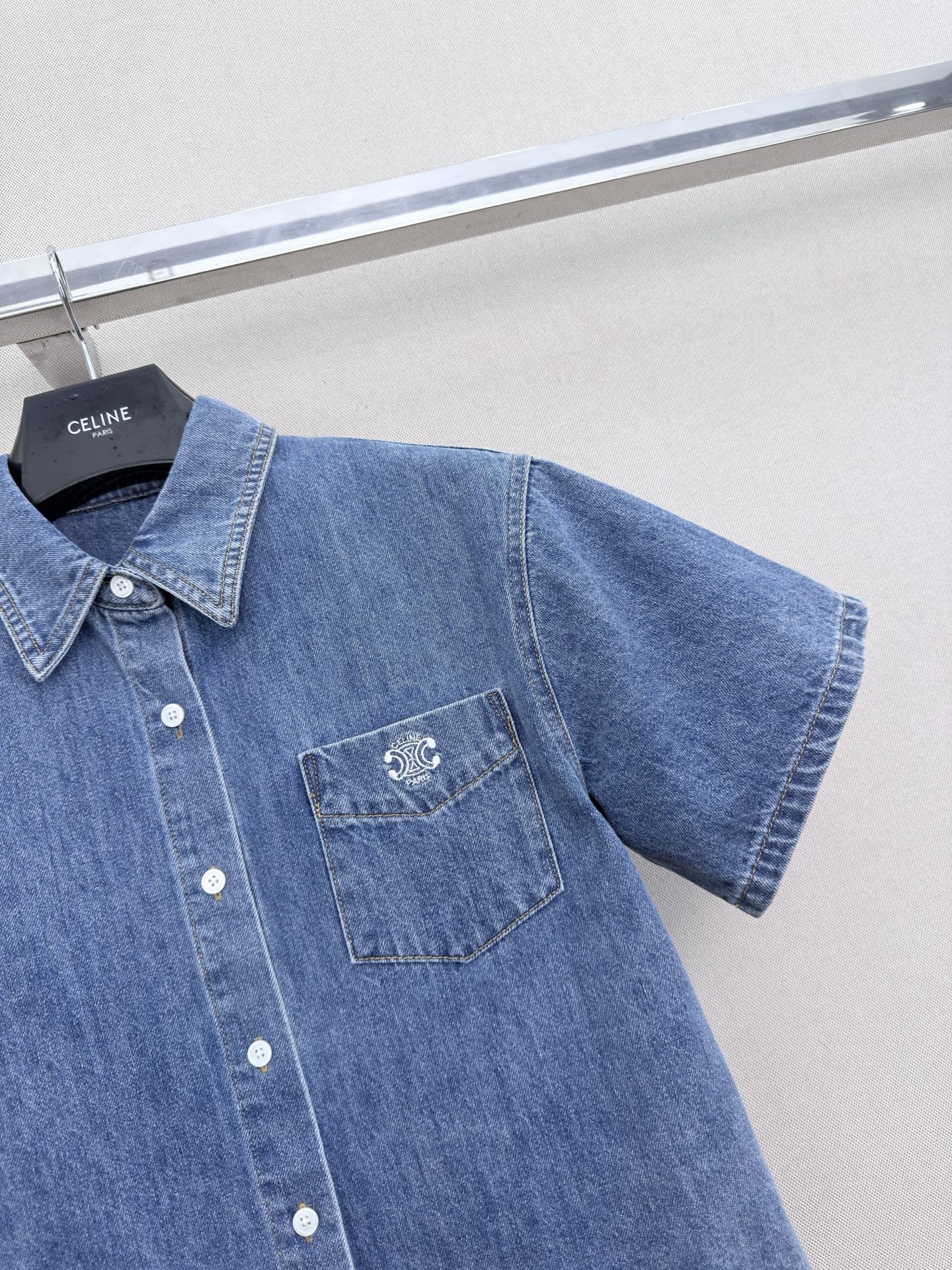 CELINE 26S SHORT SLEEVE DENIM SHIRT 321