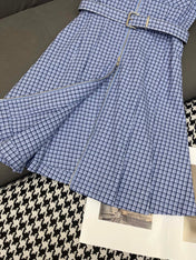 SLEEVELESS CHECKED DRESS WITH MATCHING BELT