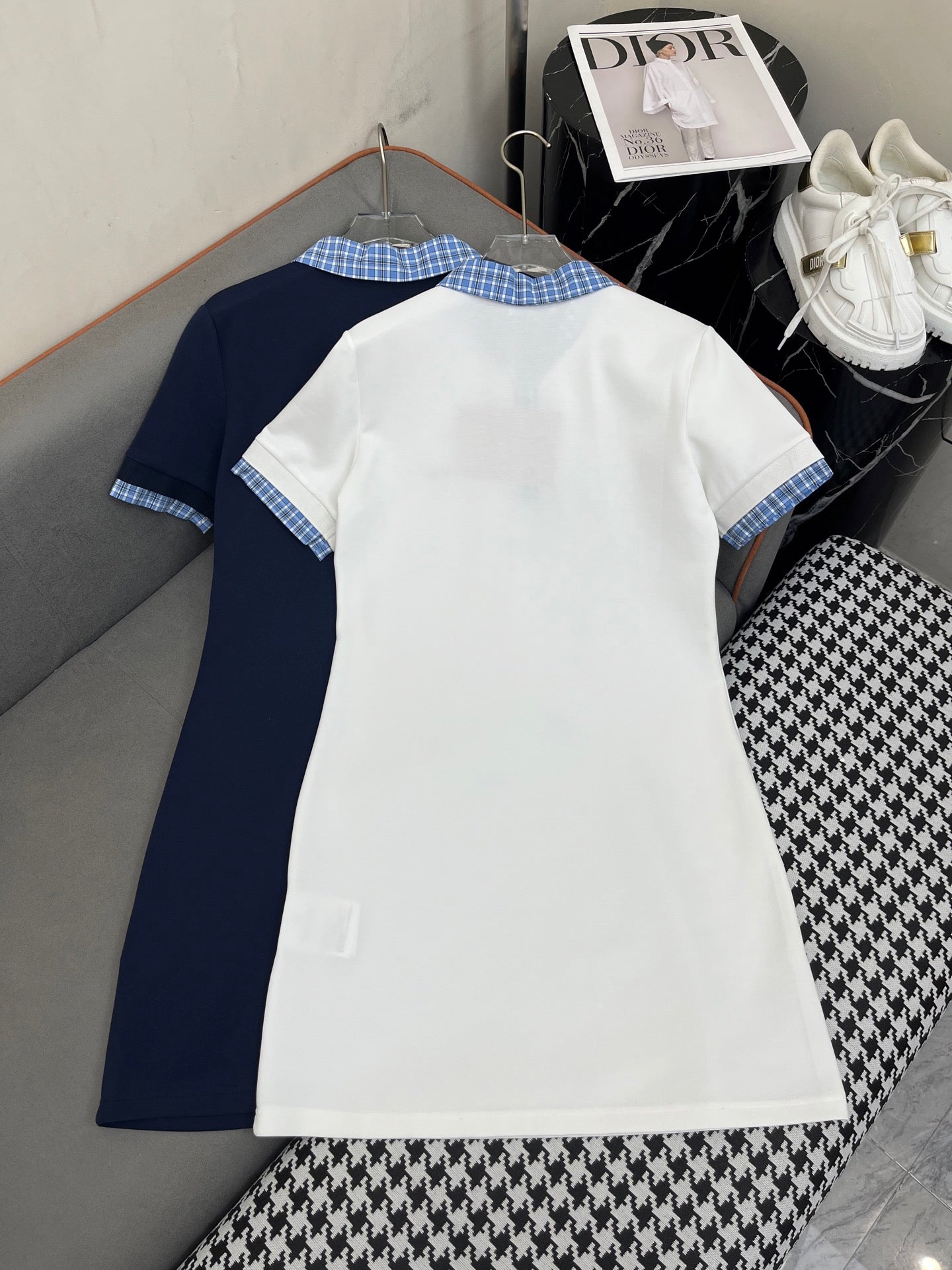 POLO SHIFT DRESS PLAID DESIGN PIQUÉ COTTON 266701