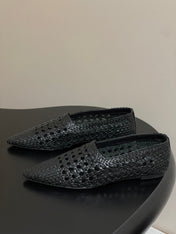 LP POINTED-TOE BALLET FLATS 25S IN BLACK LAMBSKIN