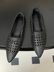 LP POINTED-TOE BALLET FLATS 25S IN BLACK LAMBSKIN