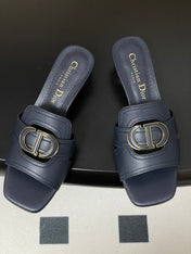 DIOR HIGH HEEL CLASSIC MONTAIGNE 40 MM 25S IN MIDNIGHT BLUE LAMBSKIN WITH CD LOGO