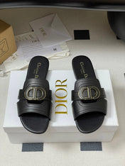 DIOR CLASSIC MONTAIGNE SANDALS 25S IN BLACK LAMBSKIN WITH CD LOGO