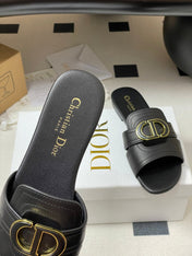 DIOR CLASSIC MONTAIGNE SANDALS 25S IN BLACK LAMBSKIN WITH CD LOGO