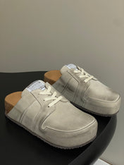 BALENCIAGA 25S MULES BIRKENSTOCK IN CREAM BEIGE SUEDE