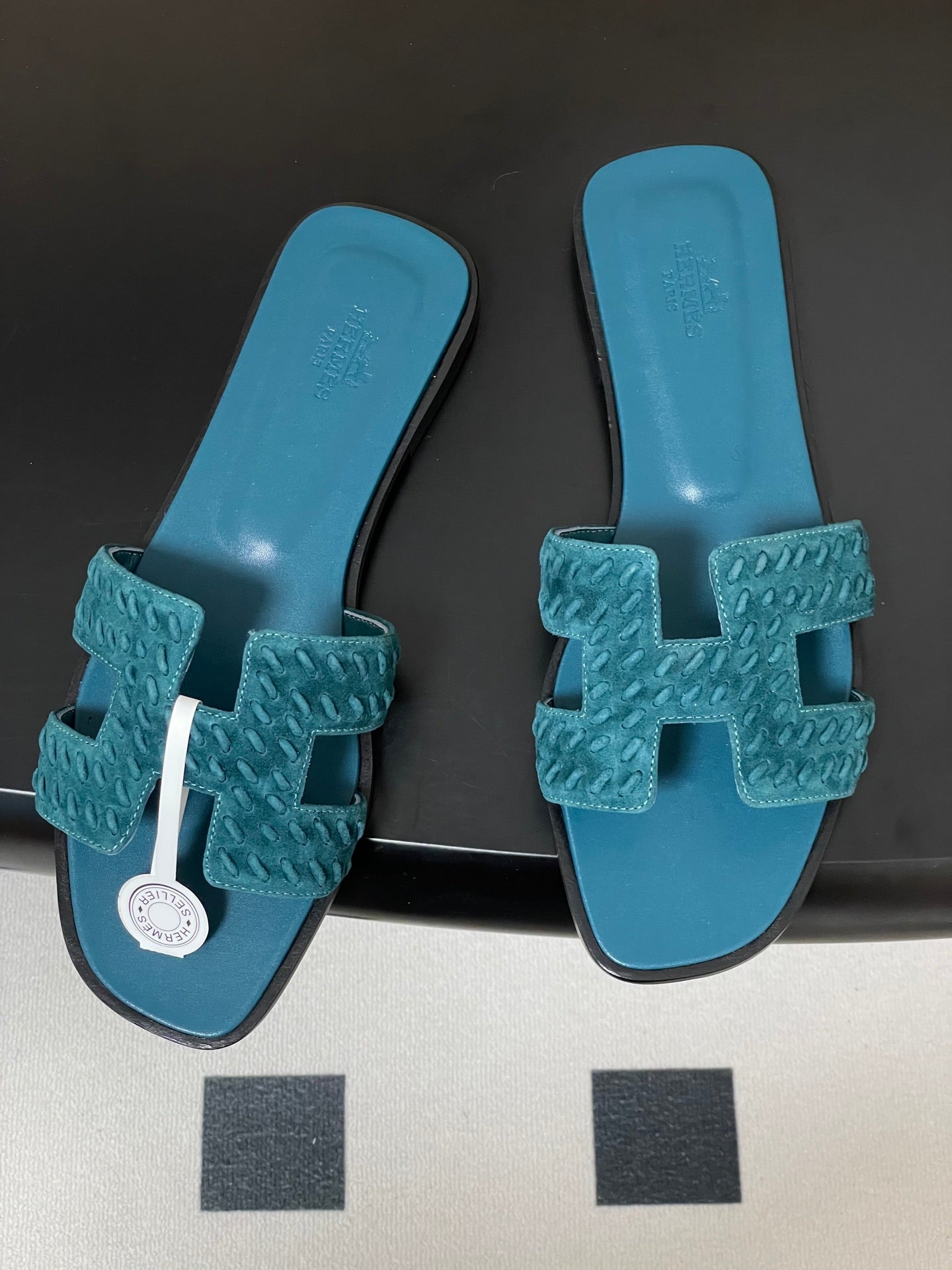HM 25S ORAN SANDAL IN DARK BLUE SUEDE AND LAMBSKIN