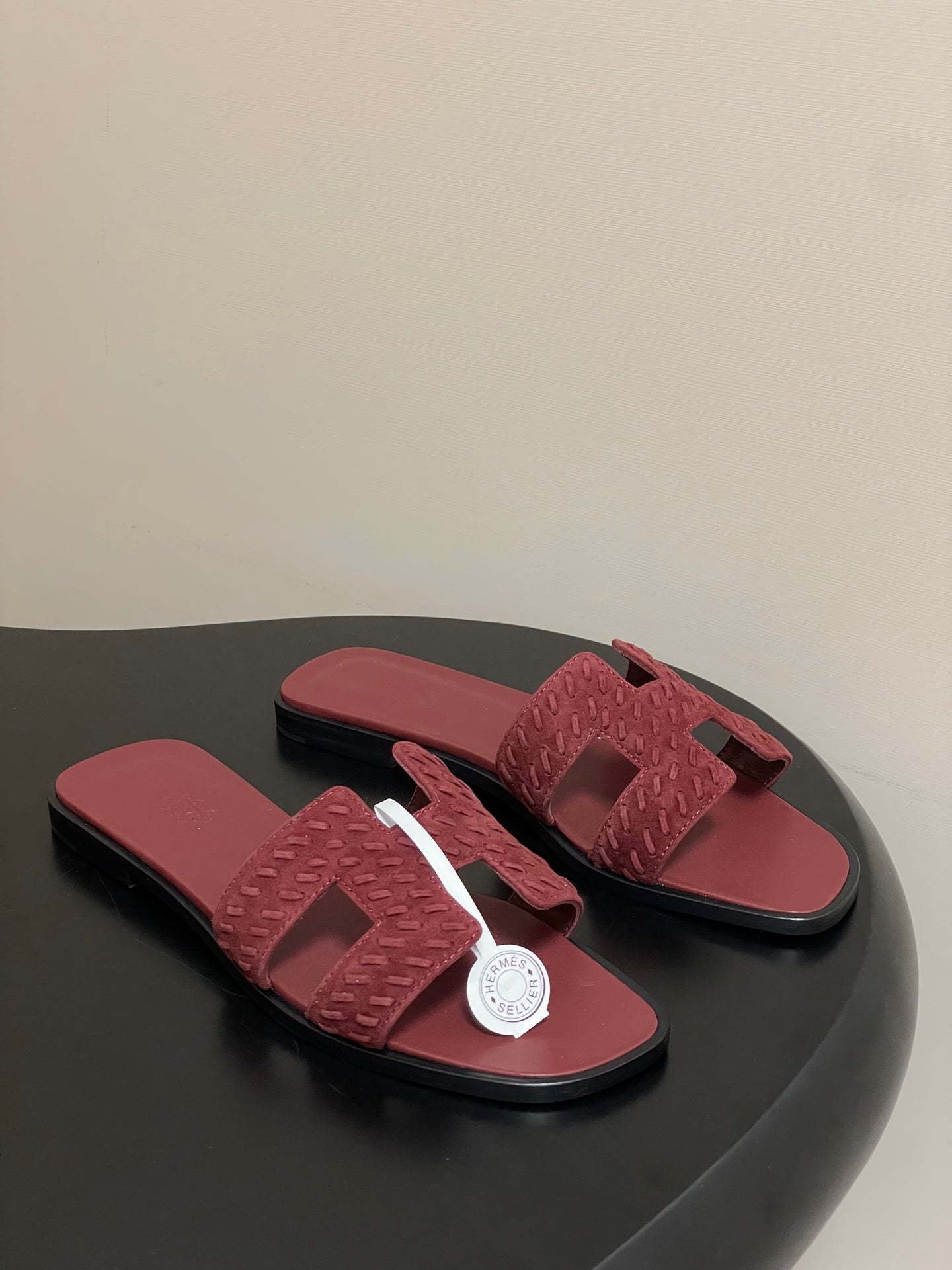 HM 25S ORAN SANDAL IN DARK RED SUEDE AND LAMBSKIN
