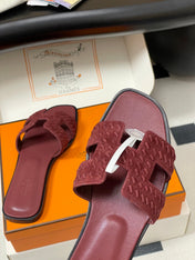 HM 25S ORAN SANDAL IN DARK RED SUEDE AND LAMBSKIN