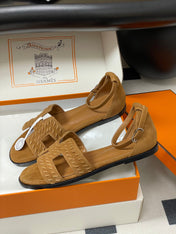 HM 25S SANTORINI SANDAL IN BROWN SUEDE AND LAMBSKIN