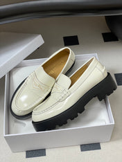 DIOR 25S BOY PLATFORM LOAFERS IN CREAM WHITE LAMBSKIN