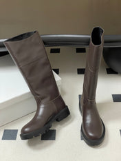 CELINE 26S MARGARET HIGH BOOTS IN DARK BROWN CALFSKIN