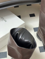 CELINE 26S MARGARET HIGH BOOTS IN DARK BROWN CALFSKIN