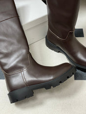 CELINE 26S MARGARET HIGH BOOTS IN DARK BROWN CALFSKIN