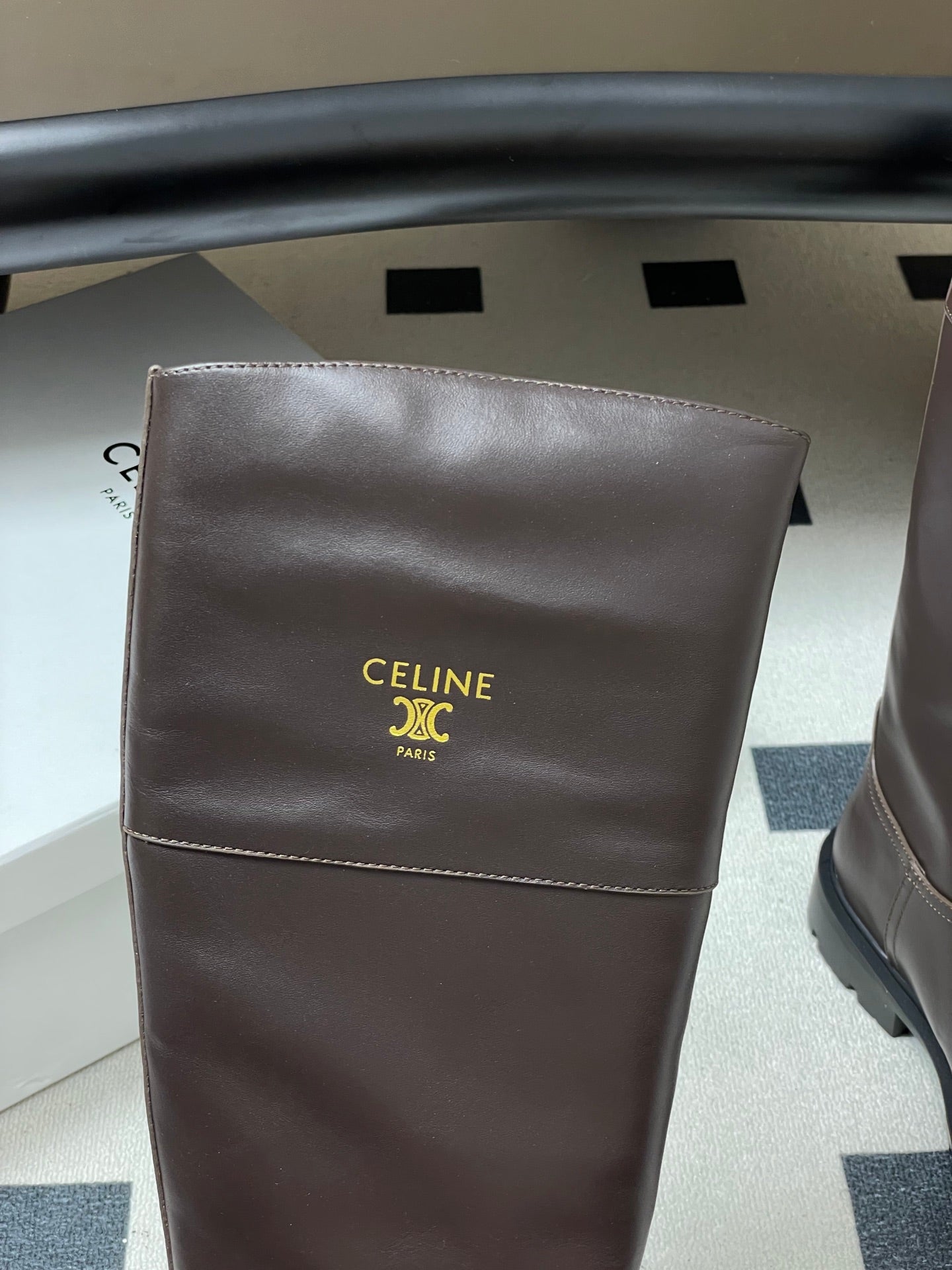 CELINE 26S MARGARET HIGH BOOTS IN DARK BROWN CALFSKIN