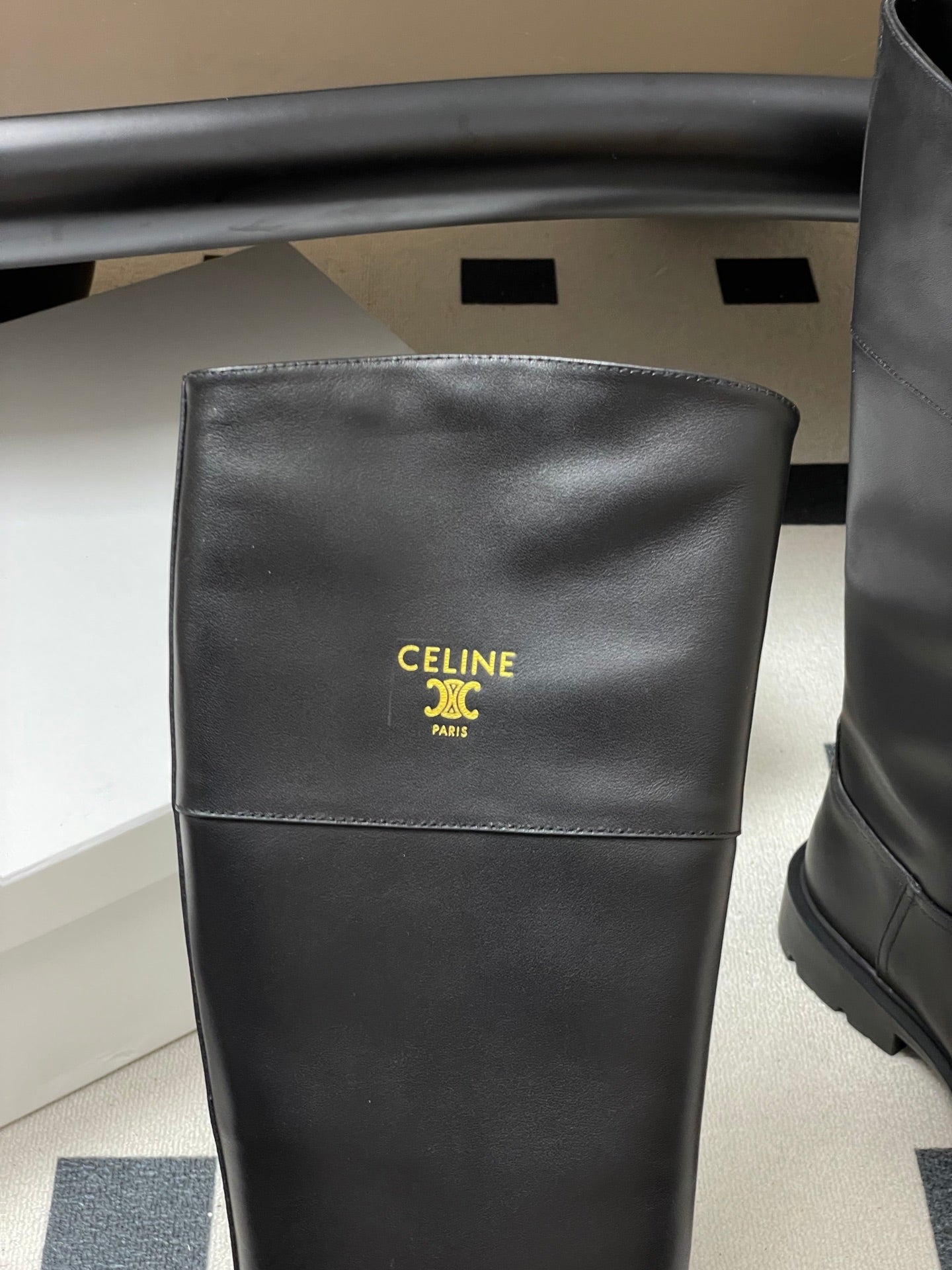 CELINE 26S MARGARET HIGH BOOTS IN BLACK CALFSKIN