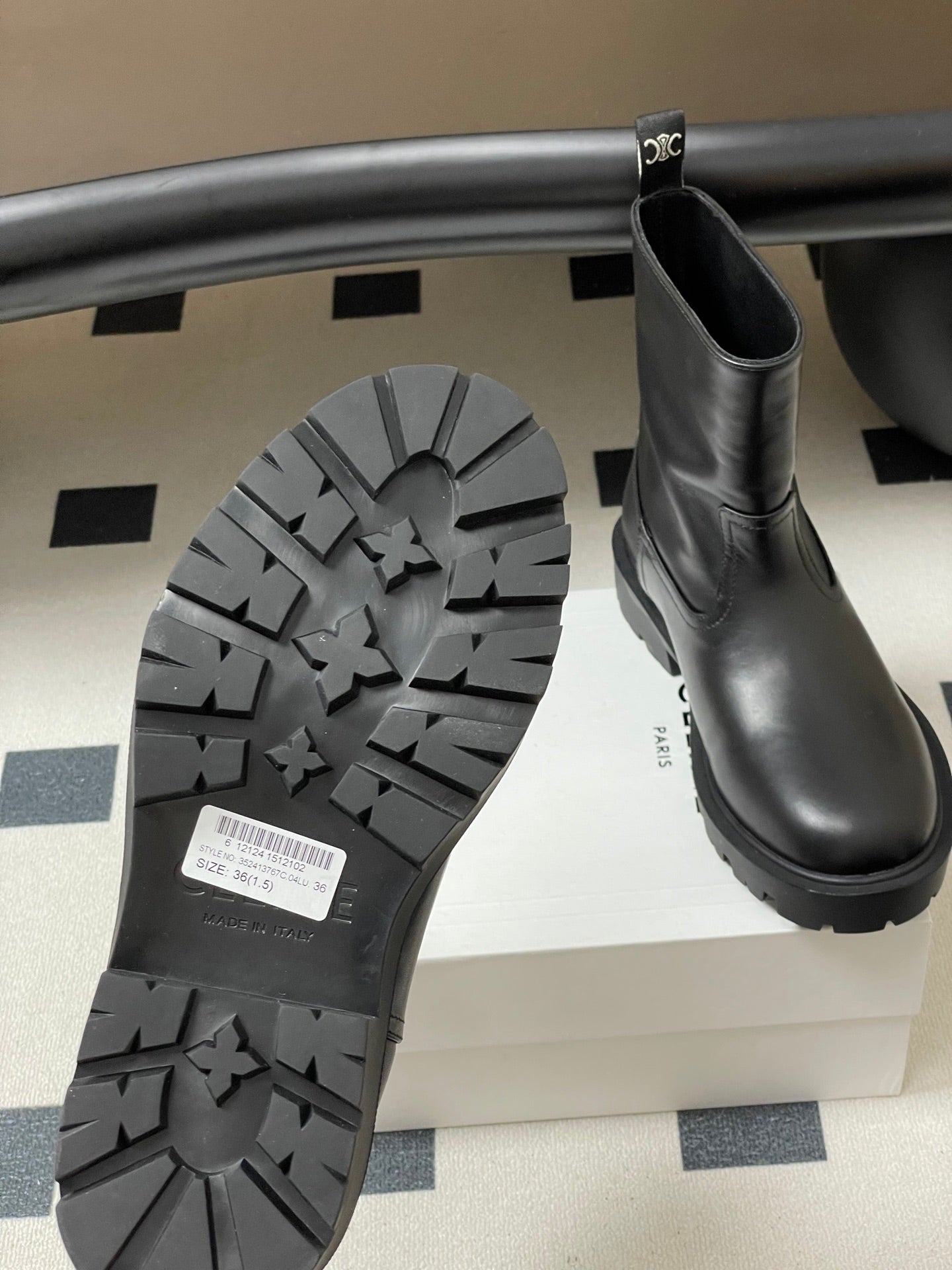 CELINE 26S MARGARET ANKLE BOOTS IN BLACK CALFSKIN
