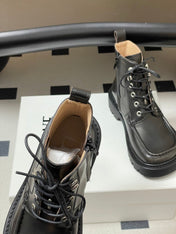 LOEWE 26S ANKLE BOOTS IN DARK OLIVE GRAY CALFSKIN