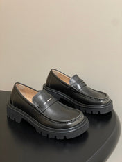 LOEWE 26S LOAFER IN DARK OLIVE GRAY CALFSKIN