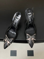 DIOR 26S SLINGBACK HIGH HEELS 100 MM IN BLACK CALFSKIN