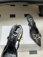 DIOR 26S SLINGBACK HIGH HEELS 100 MM IN BLACK CALFSKIN