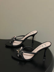 DIOR 26S HIGH HEEL SANDALS 100 MM IN BLACK CALFSKIN