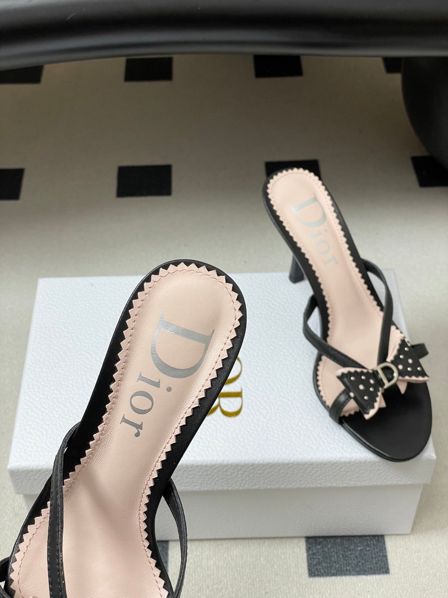 DIOR 26S HIGH HEEL SANDALS 100 MM IN BLACK CALFSKIN